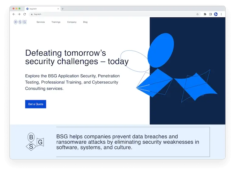 Lightning-fast website for cybersecurity company BSG cover